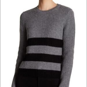 Equipment Pullover Sweater Gray Wool Alpaca Striped Crew Neck Sz S Dark Academia